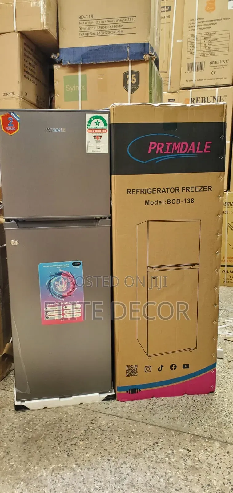 Primdale 138 Litres Double Door Refrigerator – Large Capacity Fridge