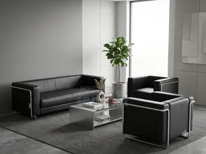 Black Leather Give Seater Set Sofa