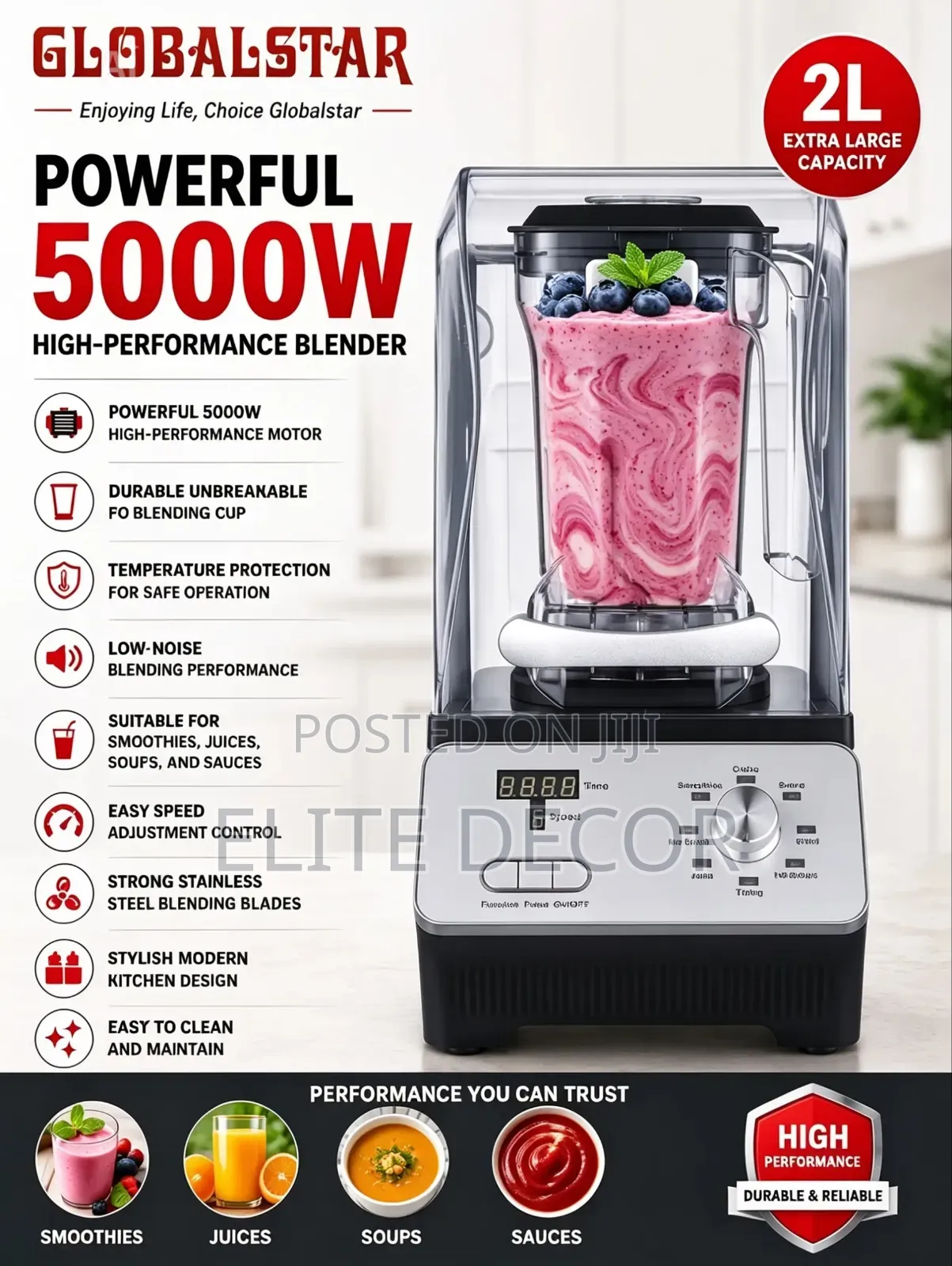 Globalstar 5000w Silent Commercial Blender 2l – Heavy Duty Blender