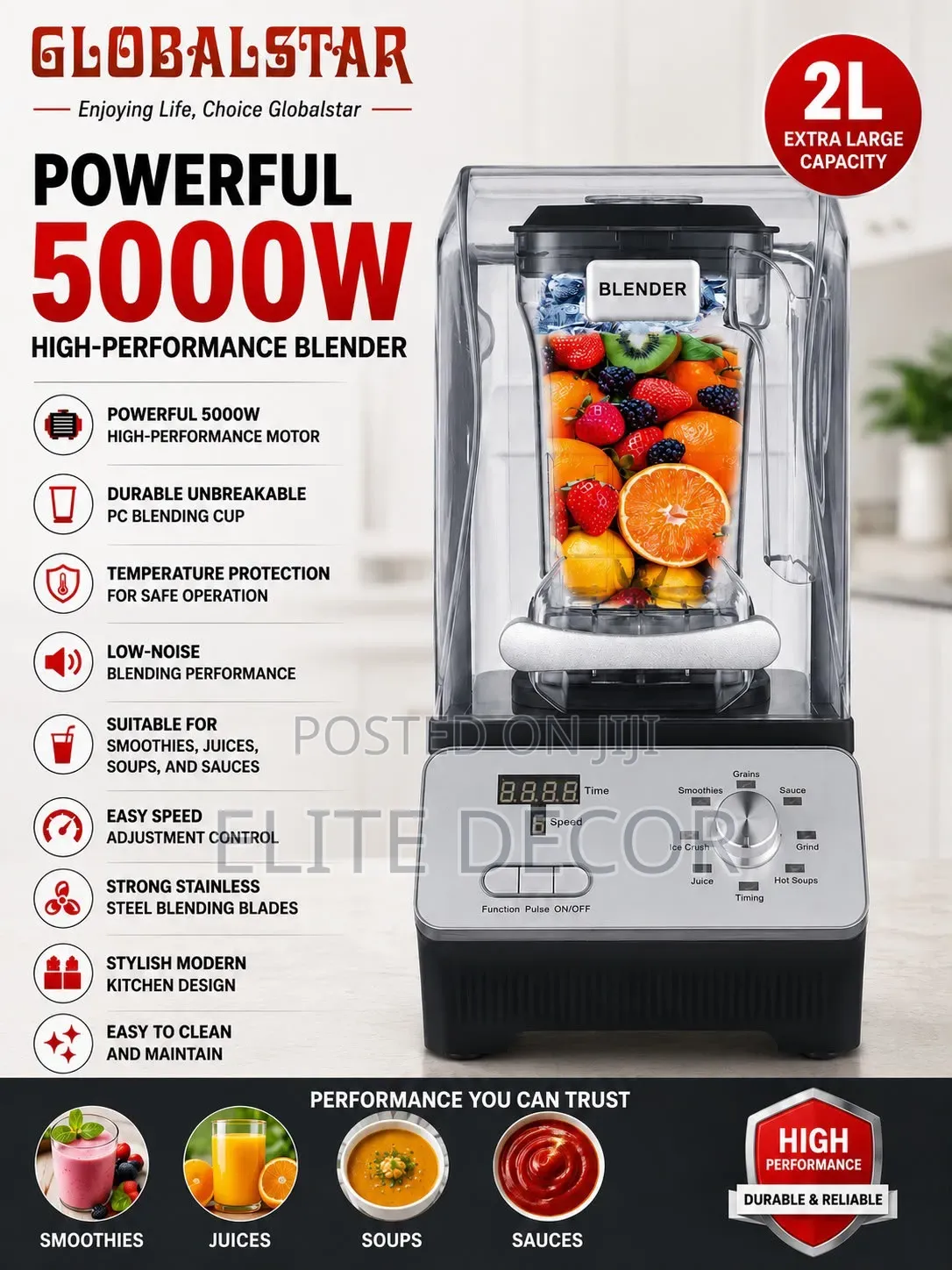 Globalstar 5000w Silent Commercial Blender 2l – Heavy Duty Blender