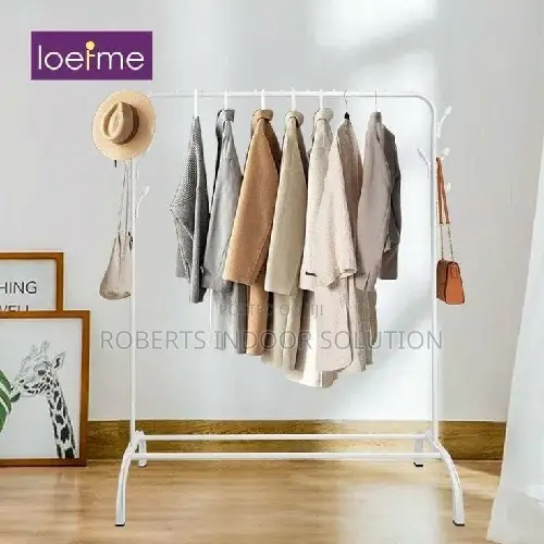 Tall Single Pole Iron Hanger With Under Shoe Storage