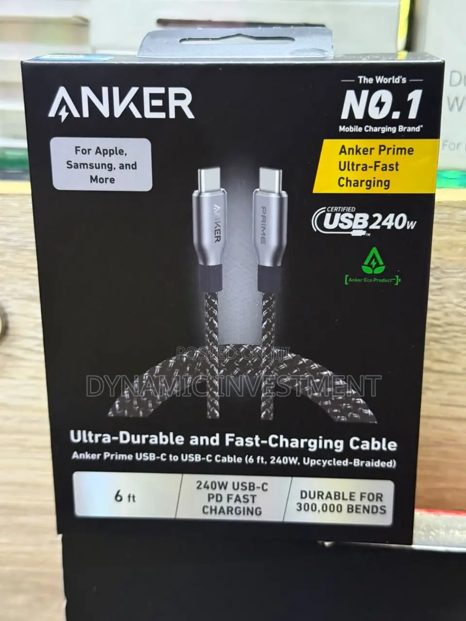 Anker Prime Usb-C to Usb-C Cable 240w Braided 1.8m iPhone and Samsung