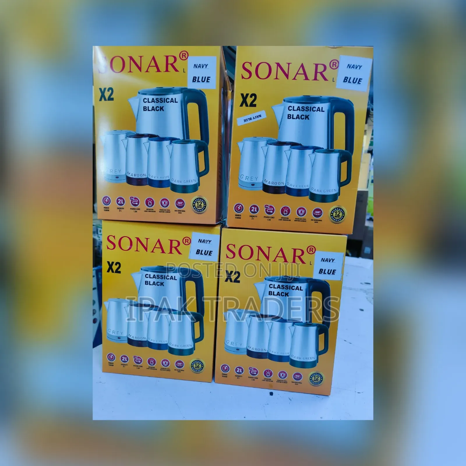 Sonar 2 Litre Cordless Plastic Kettle