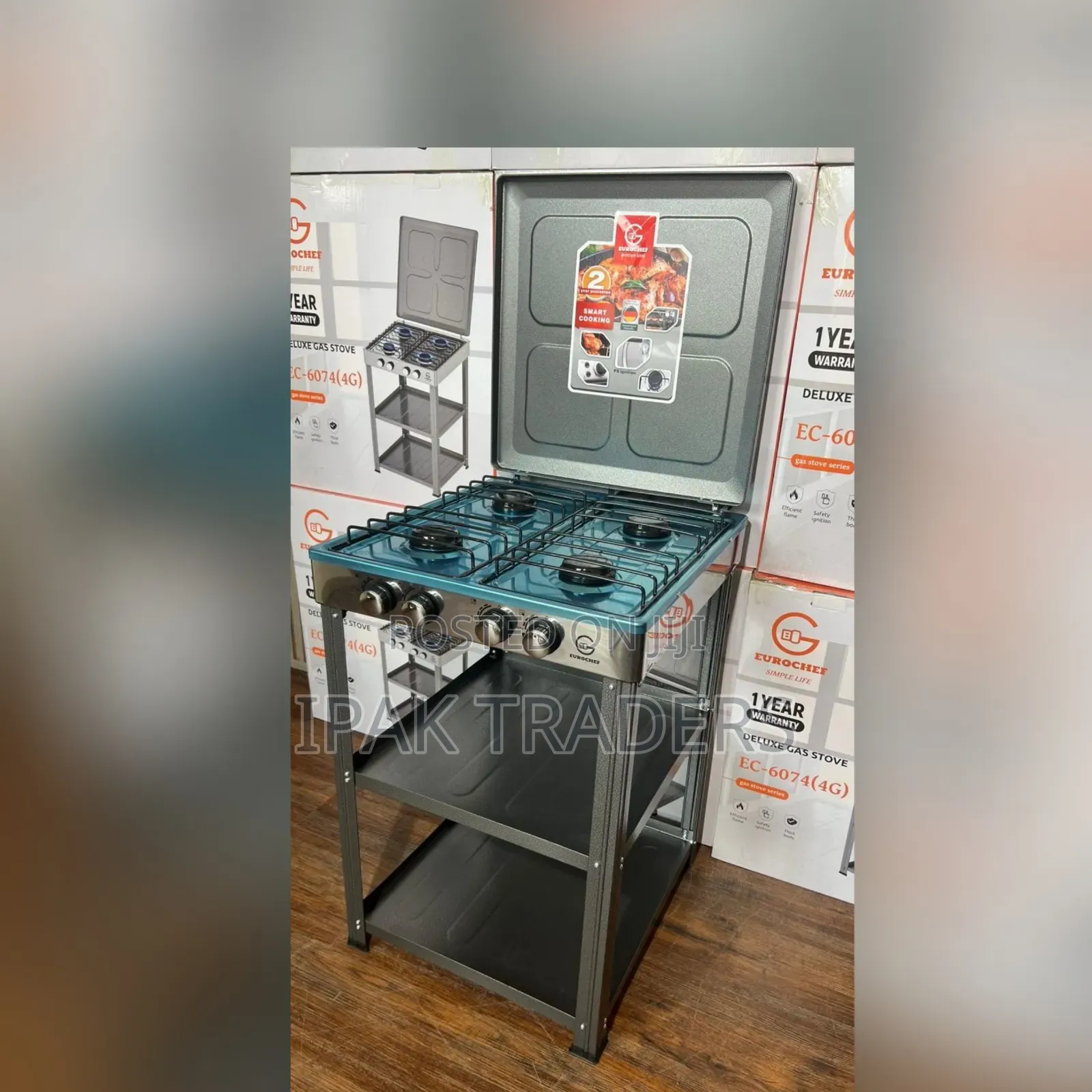 Eurochef Full Gas Standing Cooker With Shelves
