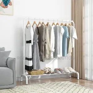 Aesthetic Single Pole Clothes Display Rack With Shoe Storage