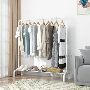 Aesthetic Single Pole Clothes Display Rack With Shoe Storage