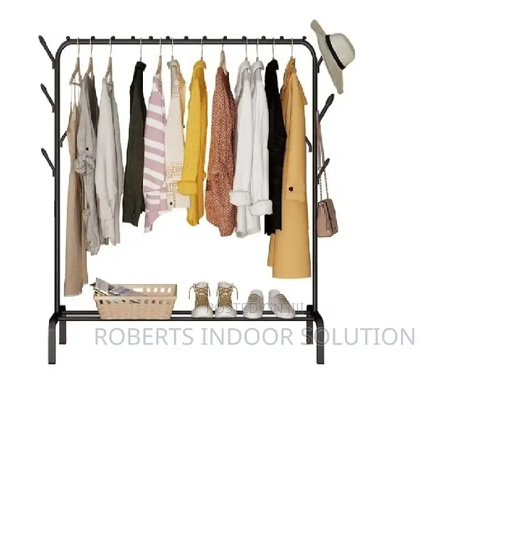 Movable Single Pole Standing Iron Rack With Shoe Shelf