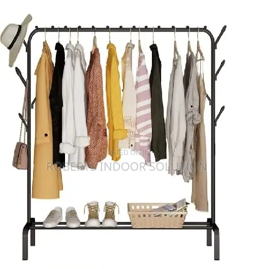 Movable Single Pole Standing Iron Rack With Shoe Shelf