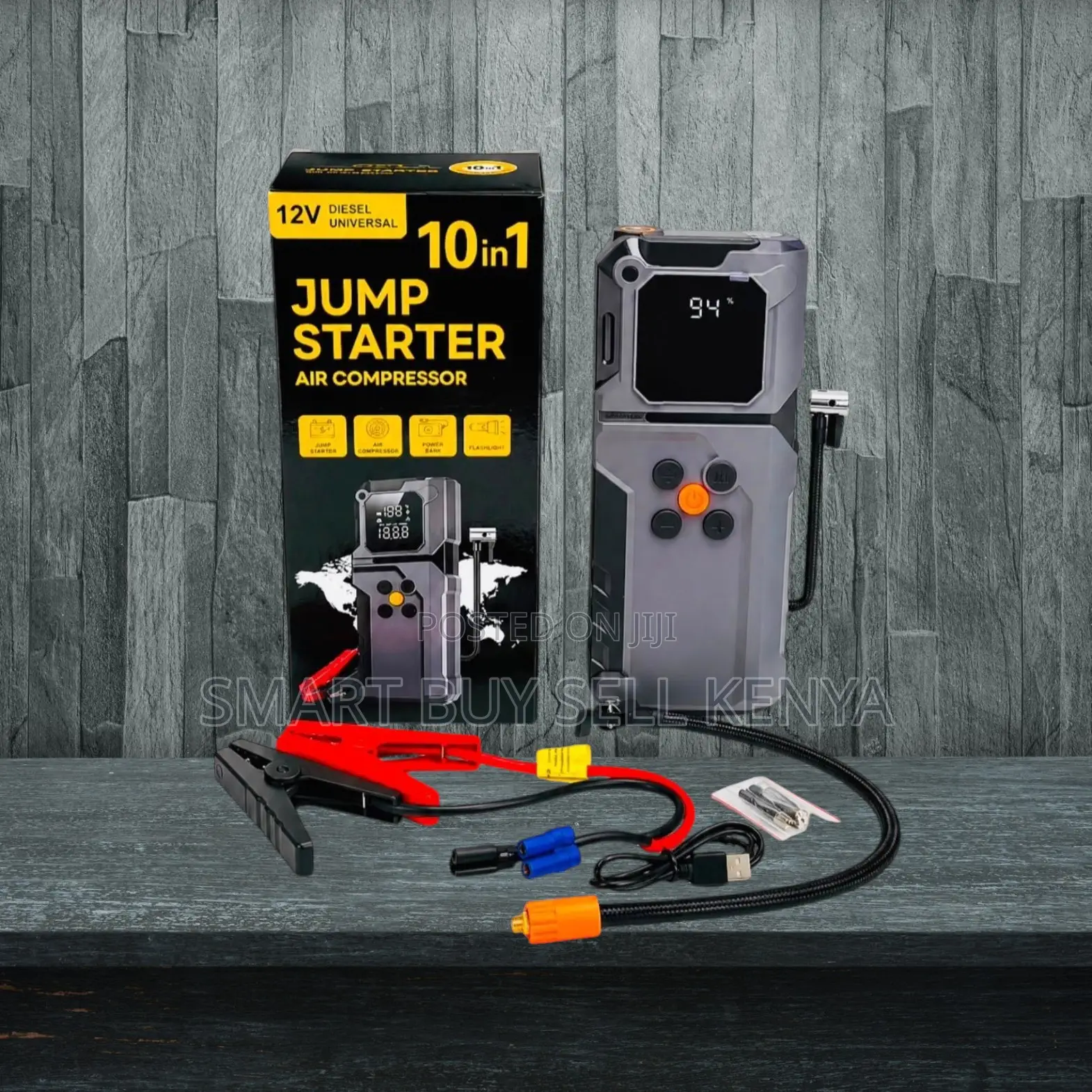 Multipurpose 10-in-1 Car Jump Starter Digital Air Compressor Inflator