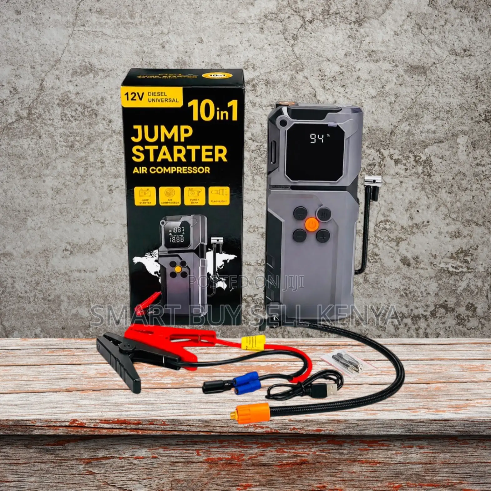 Multipurpose 10-in-1 Car Jump Starter Digital Air Compressor Inflator