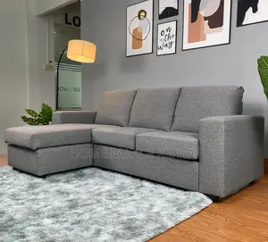 Home Sofa: Gray Spring Cushion L-Shaped Sectional Sofa