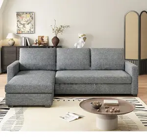 Home Sofa: Gray Spring Cushion L-Shaped Sectional Sofa