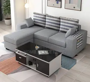 Home Sofa: Gray Spring Cushion L-Shaped Sectional Sofa
