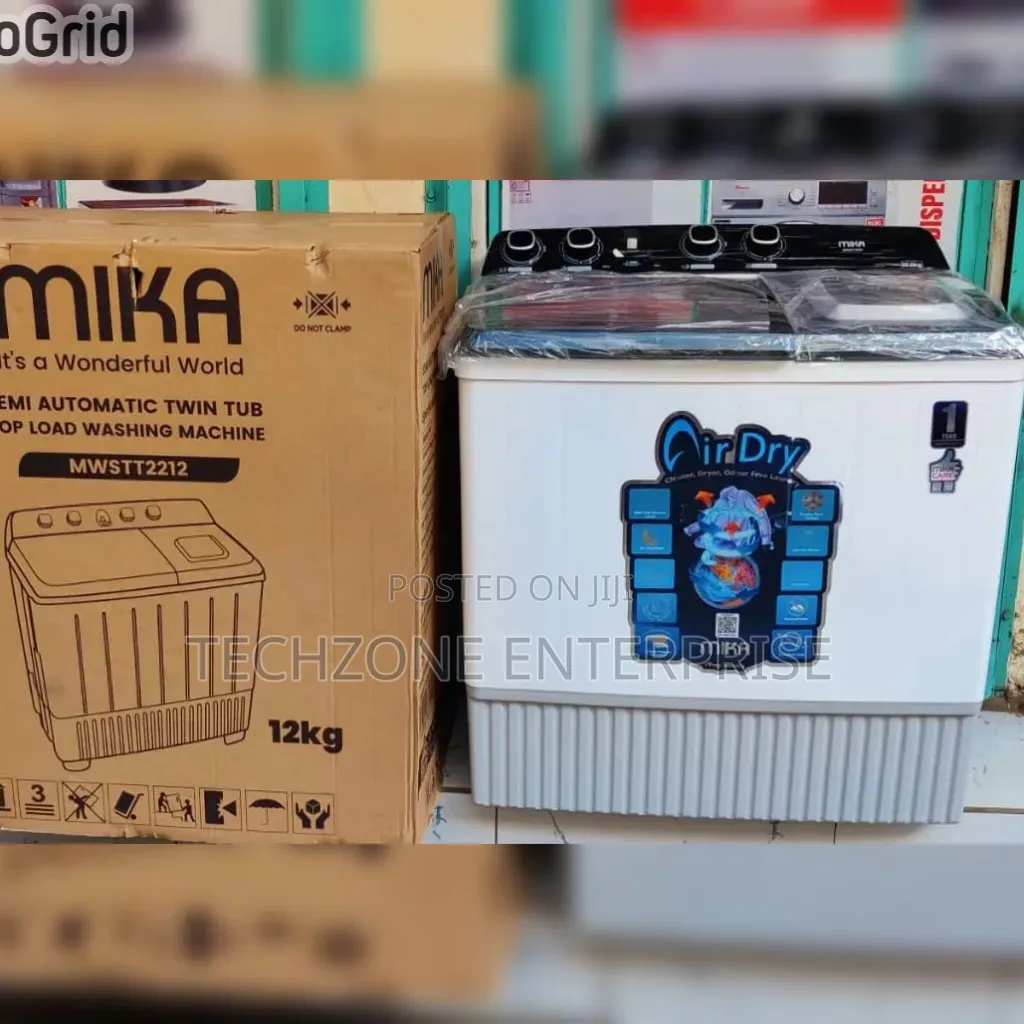 Mika Twin Tub Washing Machine, 12kg - White 