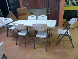 6 Pax White Folding Table and Chairs