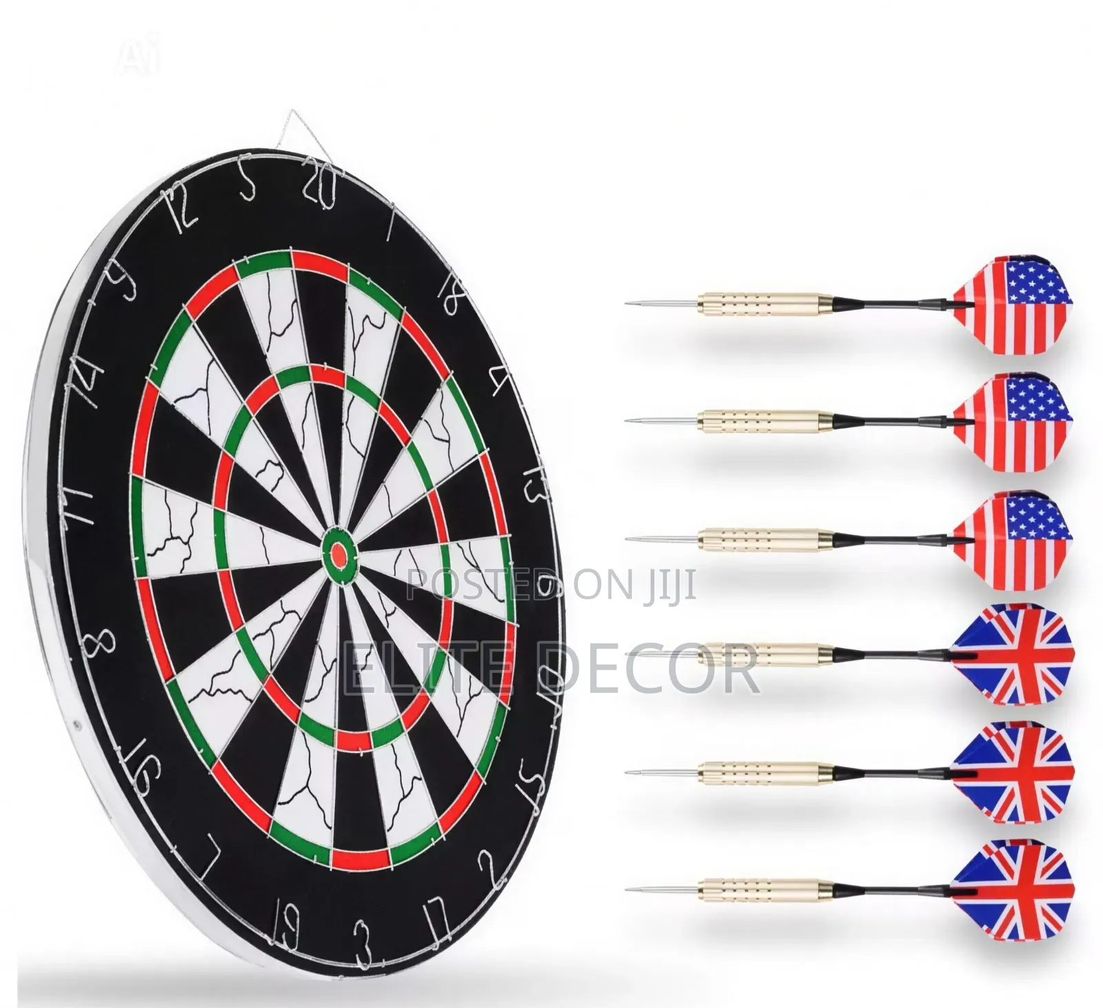 18 Inches Double Sided Flocked Dart Board Set | 6 Steel Tip Dart