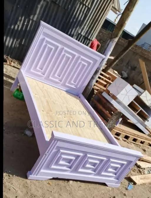 4x6 Wooden Bed With a Modern Geographic Panels