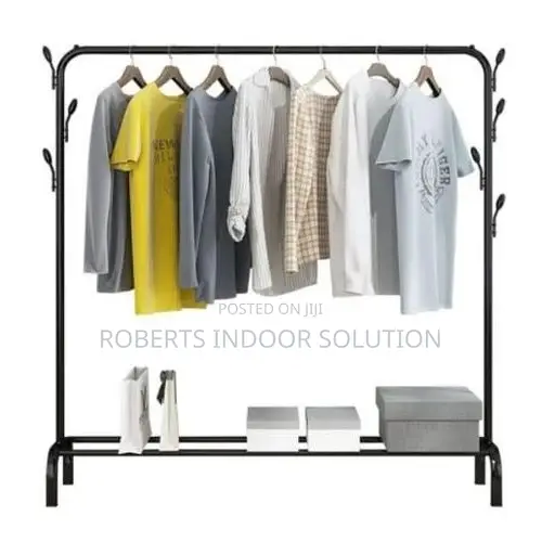 Compact Single-Pole Laundry Rack With Bottom Shoe Organizer