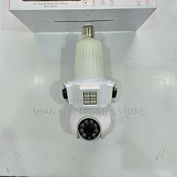 White Real-Time Panoramic V380 Wireless Bulb Camera E33 3lens