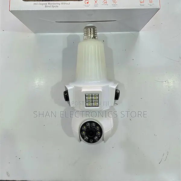 White Real-Time Panoramic V380 Wireless Bulb Camera E33 3lens
