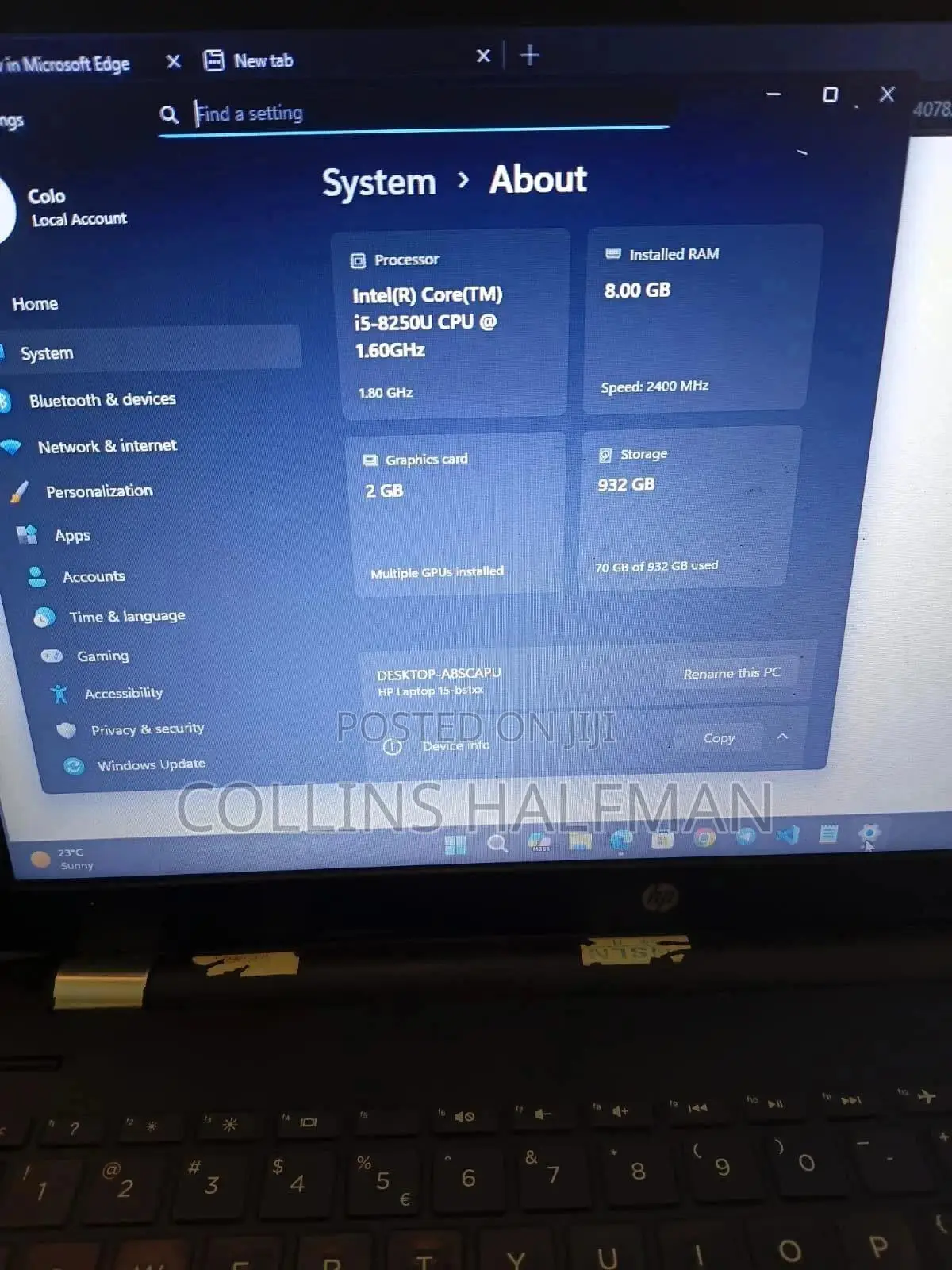 Laptop HP 15s 8GB Intel Core i5 HDD 1T