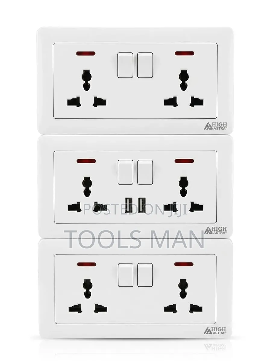 High Astra Universal Twin Socket With Usb Ports - White