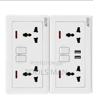High Astra Universal Twin Socket With Usb Ports - White