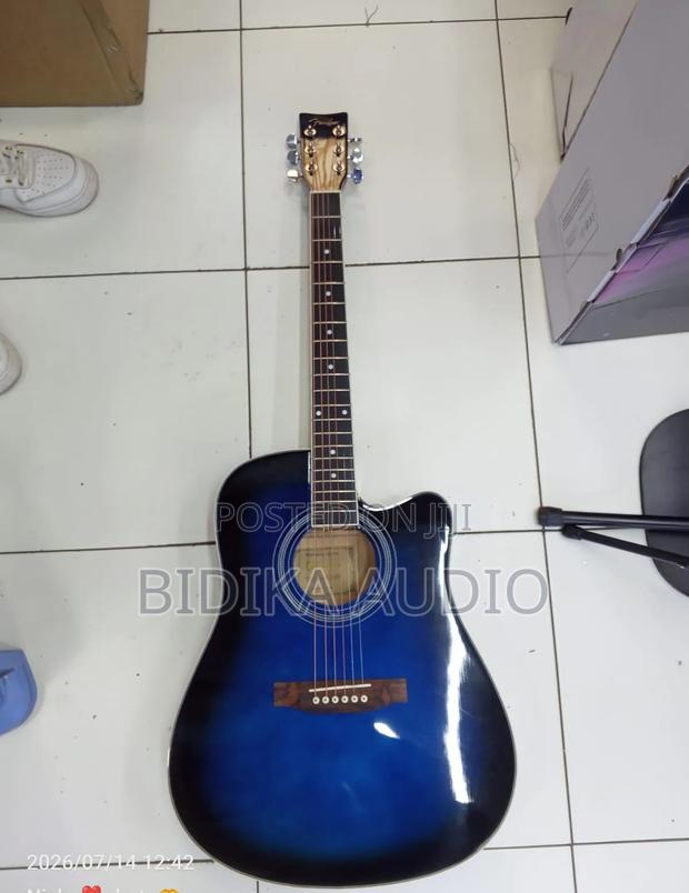 Blue Sunburst Cutaway Acoustic Guitar