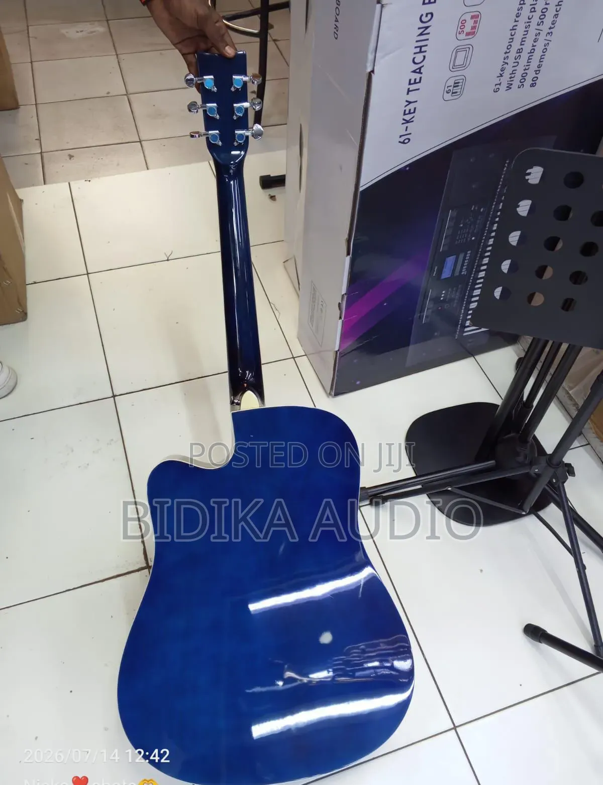 Blue Sunburst Cutaway Acoustic Guitar