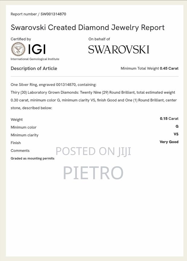Swarovski Created Diamond Ring – Igi Certified (0.45 Ct) - thumbnail 3