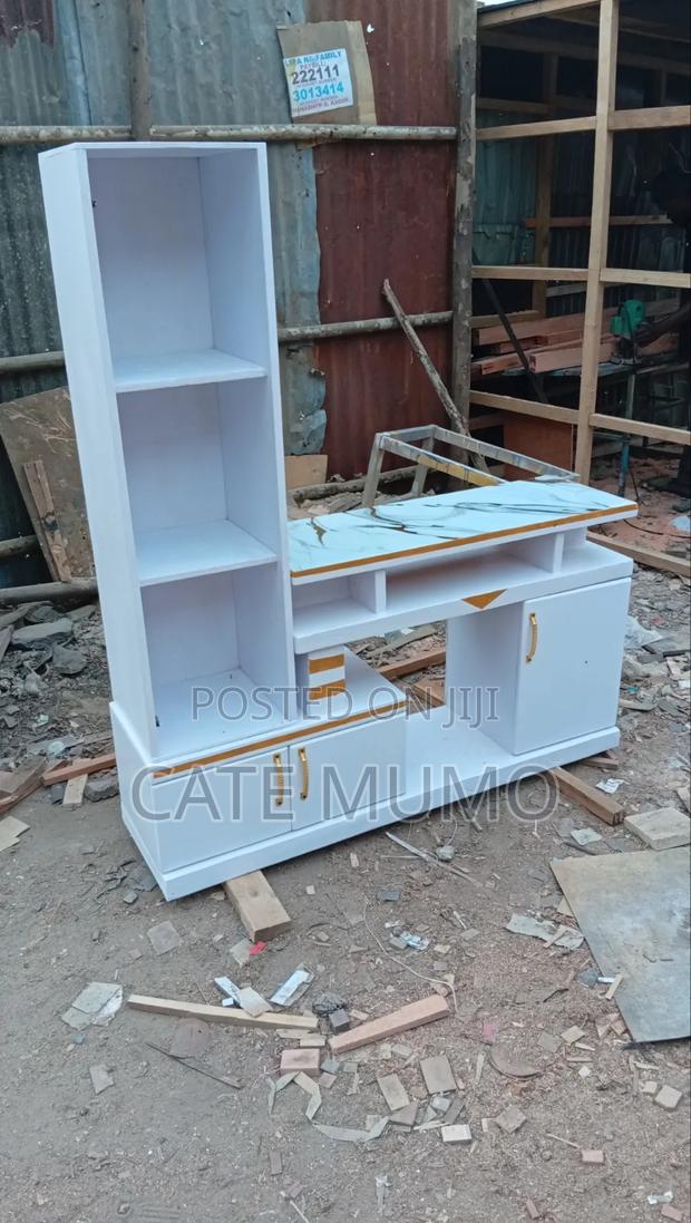 Tv Stand With Upper Drawers and a Mable Top - thumbnail 2