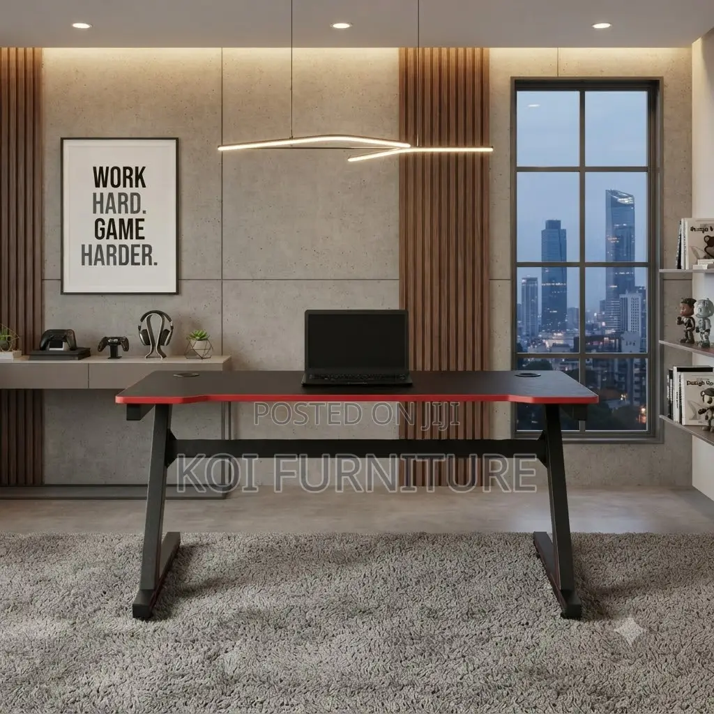 Office Desk; Office Gaming Desk With Led Side Lightings