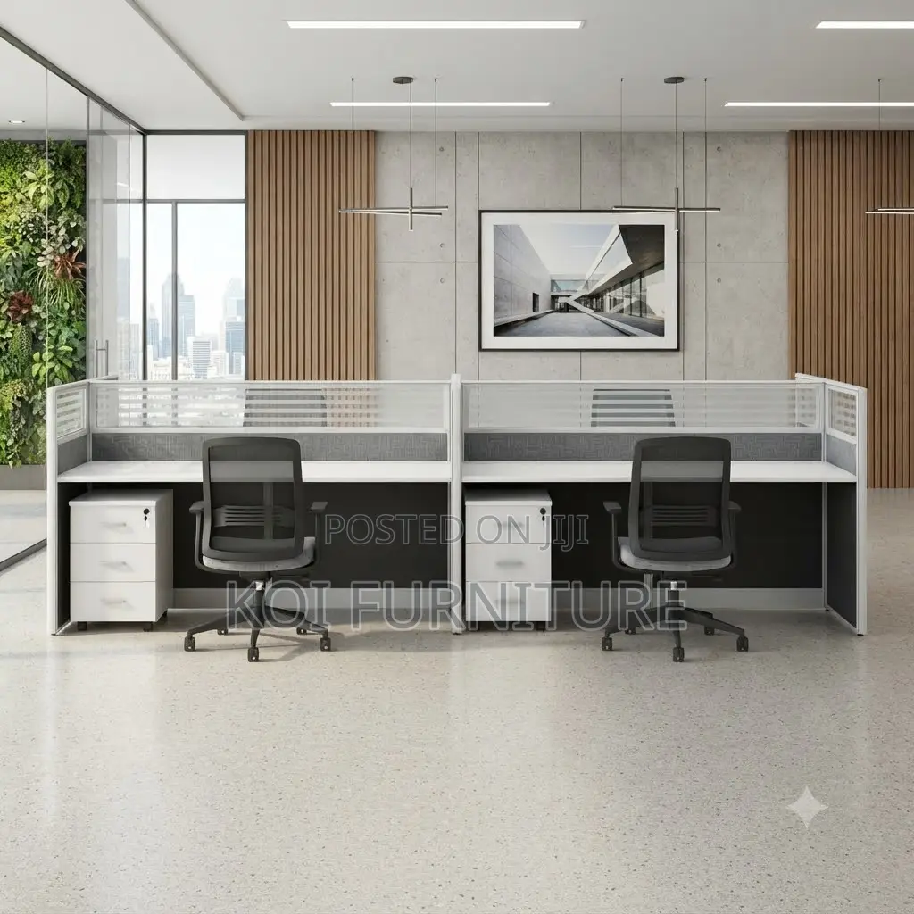 Office Desk; Six Users Modern Straight Way Office Workstation