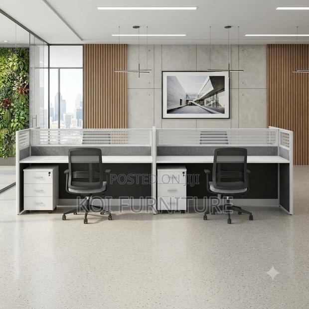 Office Desk; Six Users Modern Straight Way Office Workstation - thumbnail 2
