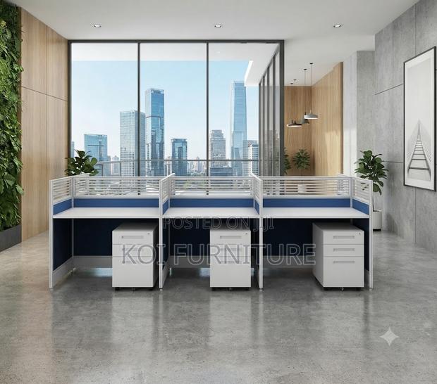 Office Desk; Six Users Modern Straight Way Office Workstation - thumbnail 3