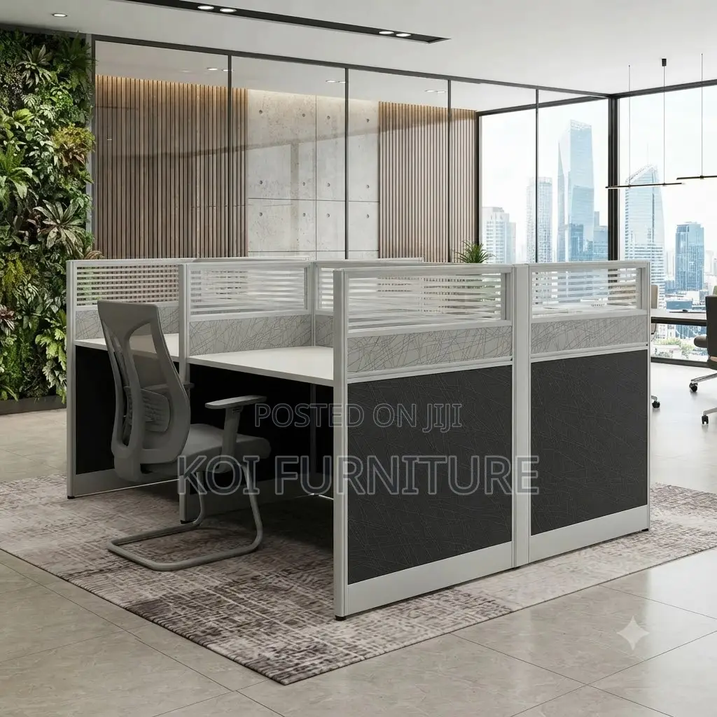 Office Desk; Six Users Modern Straight Way Office Workstation