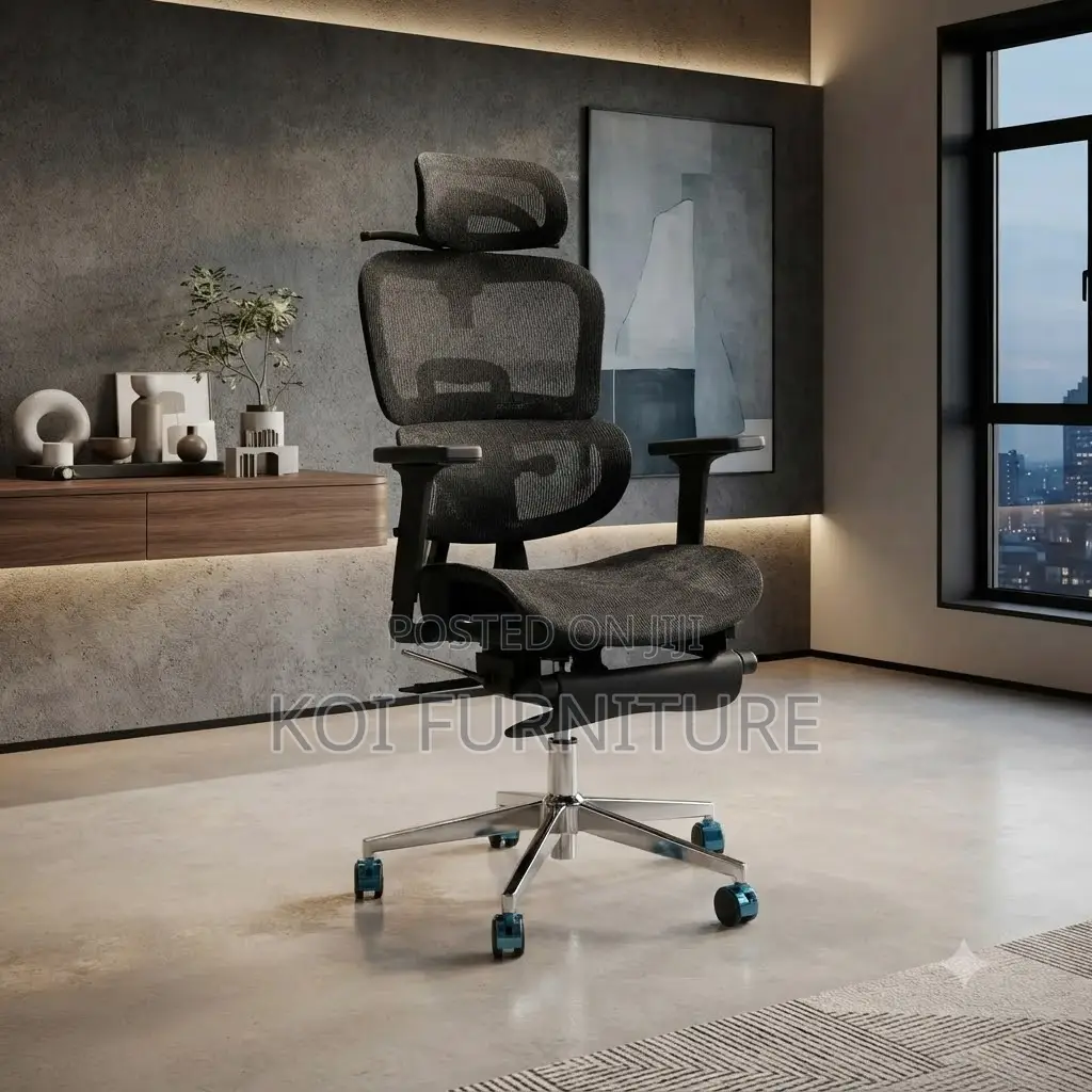 Office Chairs; Executive Orthopedic Chair With Foldable Footrest