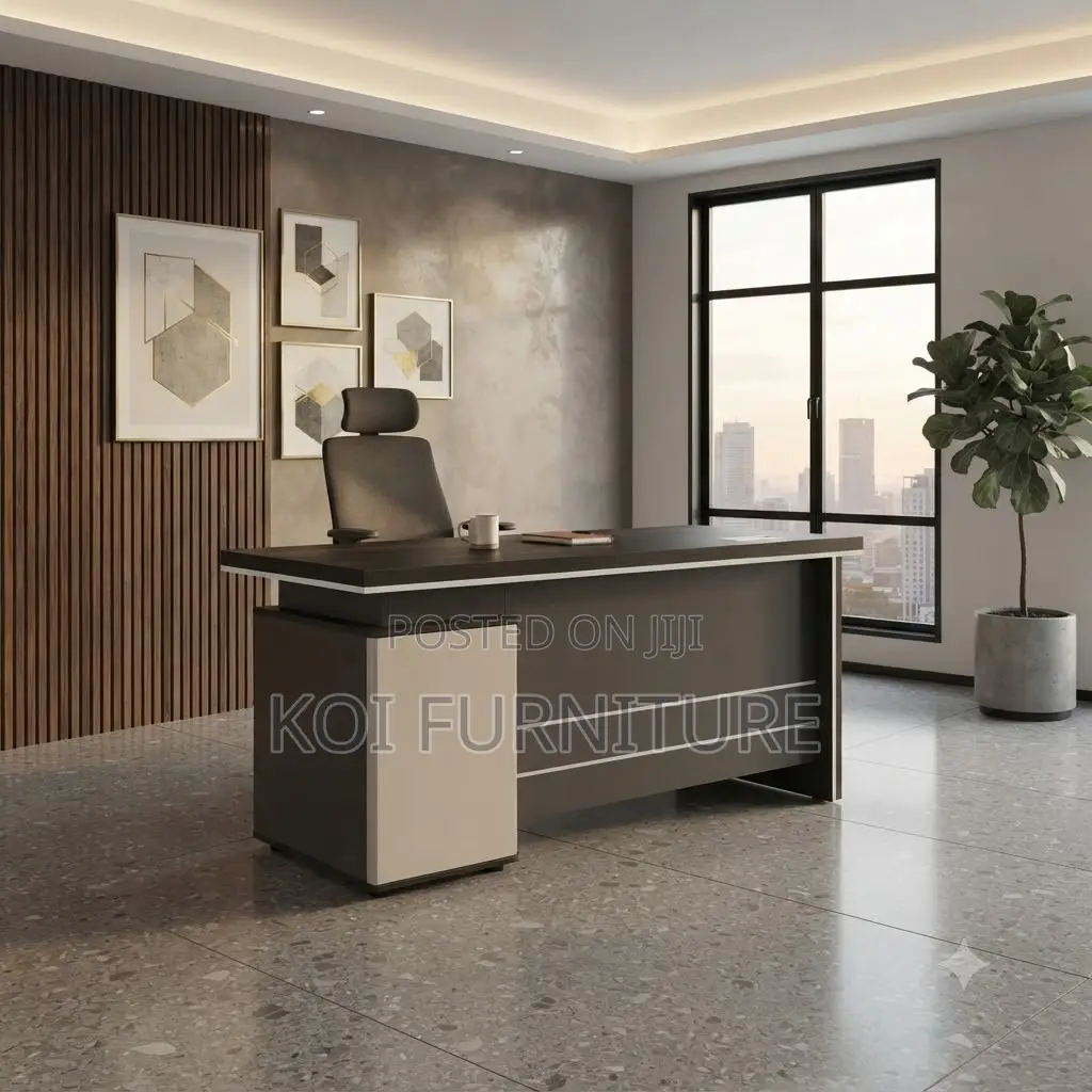 Office Desk; 1.4 Meter Executive Brown Offices Desk With Drawers
