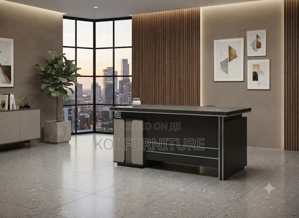 Office Desk; 1.4 Meter Executive Brown Offices Desk With Drawers