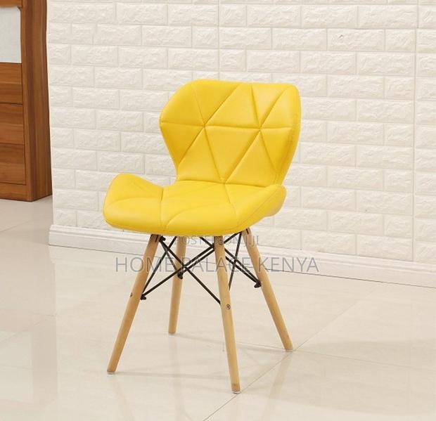 Dining Chair : Yellow Geometric Texture Leather Dining Chair - main view