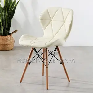 Dining Chair : Yellow Geometric Texture Leather Dining Chair