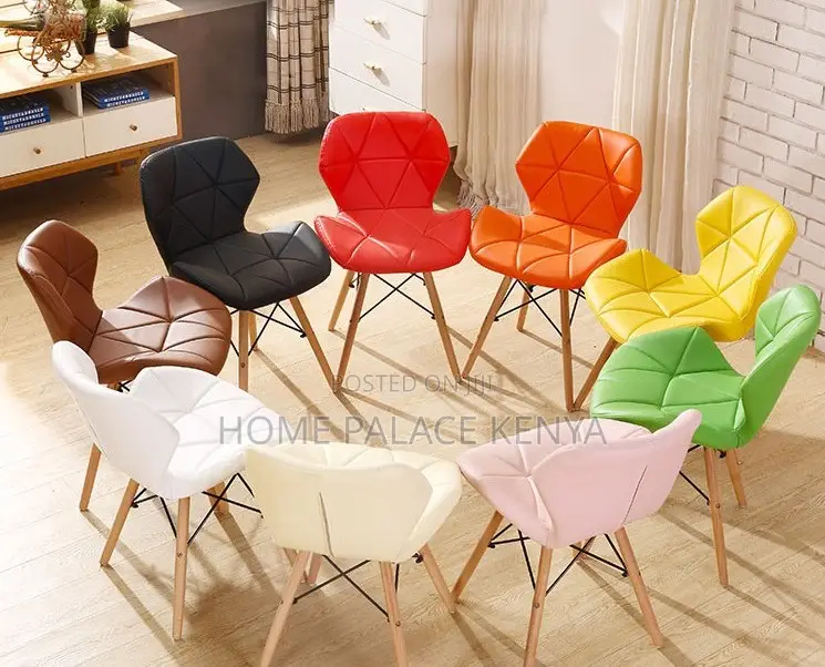 Dining Chair : Yellow Geometric Texture Leather Dining Chair