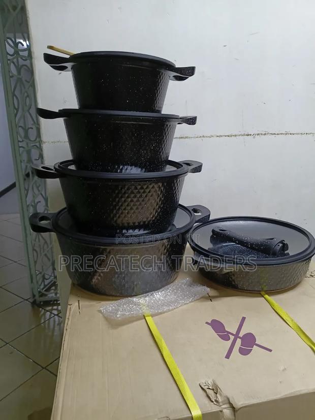 Non-Stick Marble Granite Cookware Set With Glass Lids