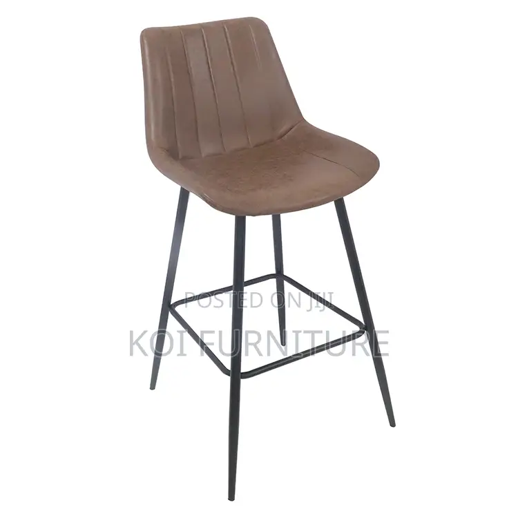 Barstool; Heavy Leather Retro Non Swivel Home Barstools
