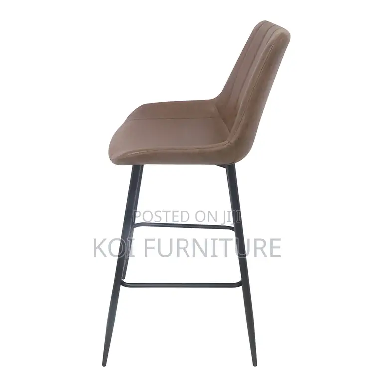Barstool; Heavy Leather Retro Non Swivel Home Barstools