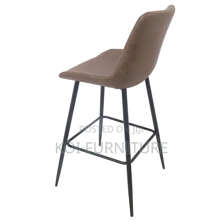 Barstool; Heavy Leather Retro Non Swivel Home Barstools