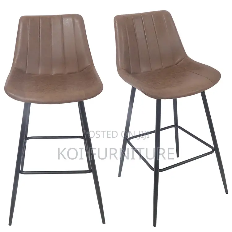 Barstool; Heavy Leather Retro Non Swivel Home Barstools