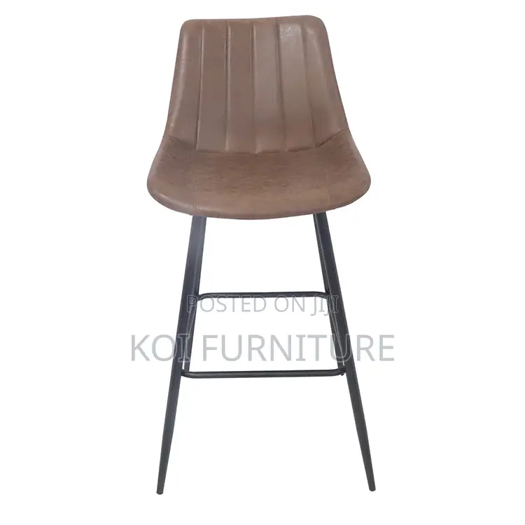 Barstool; Heavy Leather Retro Non Swivel Home Barstools