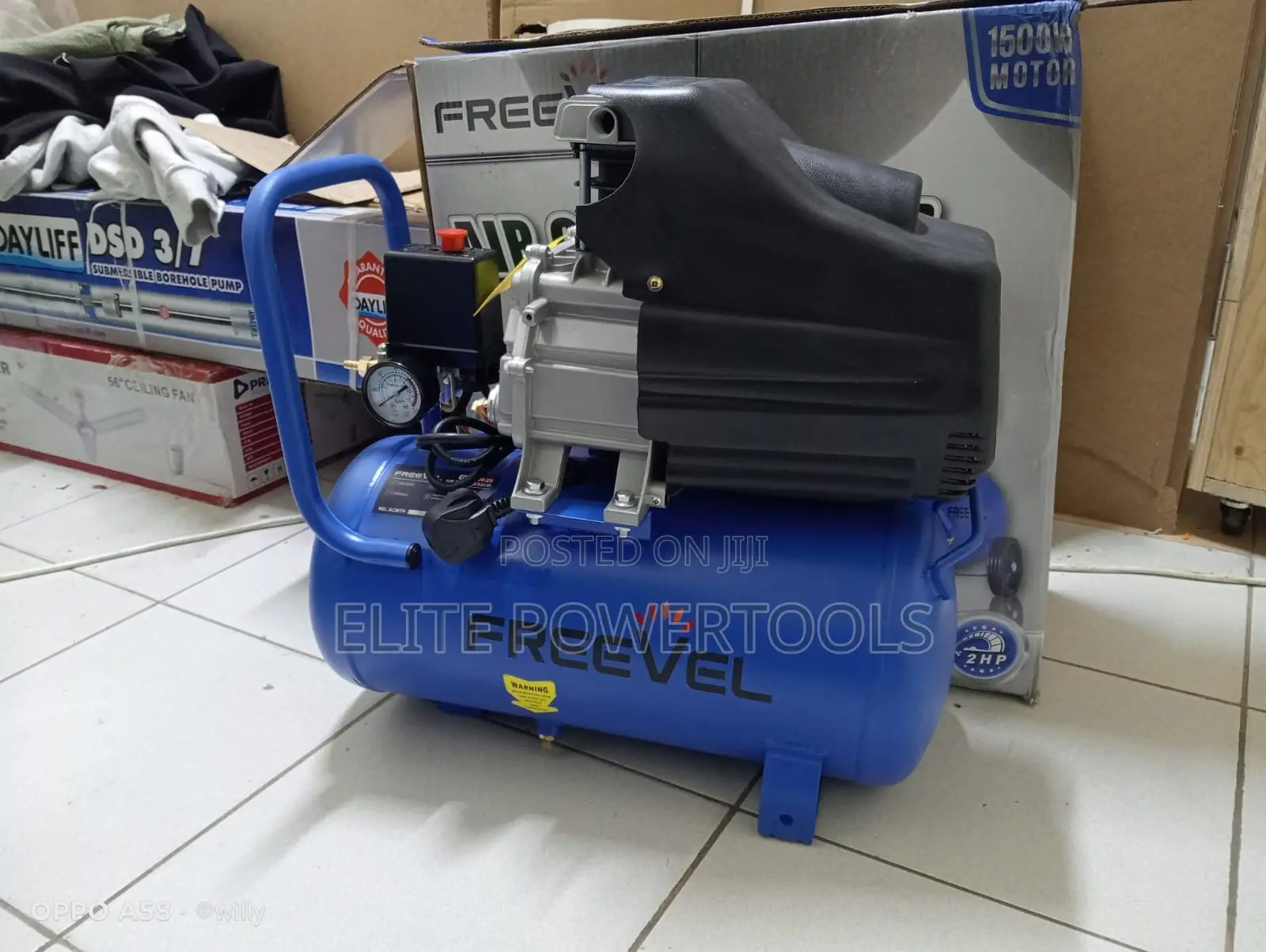 Freevel 25l 2hp Air Compressor 1500w Oil-Free