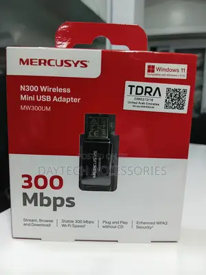 Mercusys MW300UM Wireless N300 Mini USB WiFi Adapter - Black